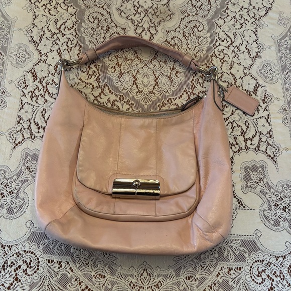 Coach Handbags - Baby pink leather coach shoulder bag
